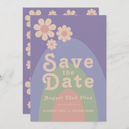 Modern Retro Daisy Wedding Save The Date