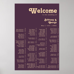 Modern Retro   Dark Purple Alphabetical Seating Poster