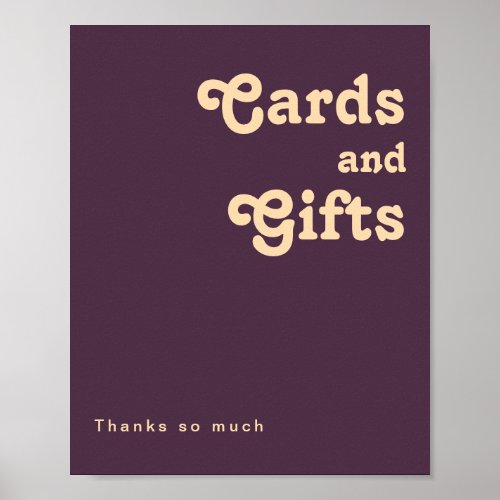 Modern Retro  Dark Purple Cards and Gifts Sign