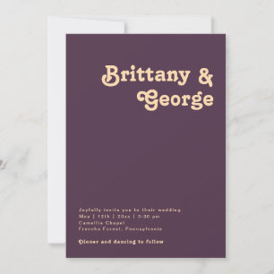 Modern Retro Dark Purple Casual Wedding Invitation
