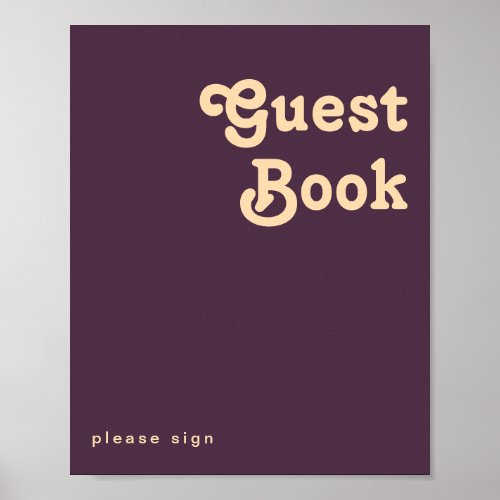 Modern Retro  Dark Purple Guest Book Sign
