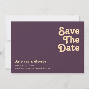Modern Retro Dark Purple Horizontal Save The Date