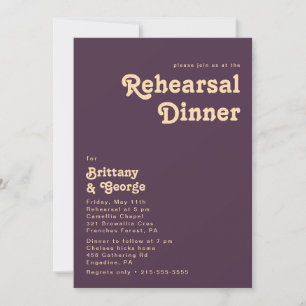 Modern Retro   Dark Purple Rehearsal Dinner Invitation