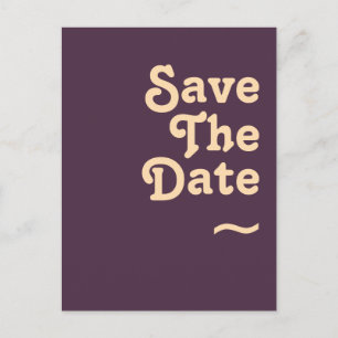 Modern Retro   Dark Purple Save The Date Invitation Postcard