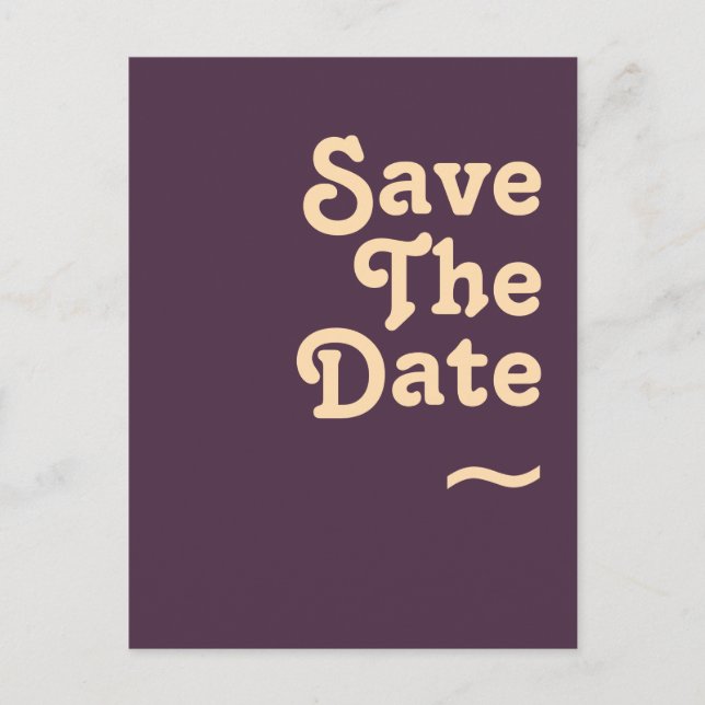 Modern Retro | Dark Purple Save The Date Invitation Postcard (Front)