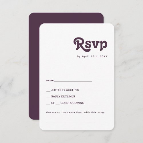 Modern Retro Dark Purple Song Request Rounded Edge RSVP Card