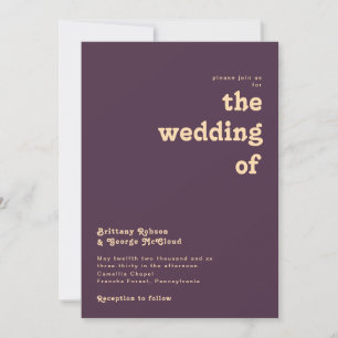 Modern Retro   Dark Purple The Wedding Of Invitation