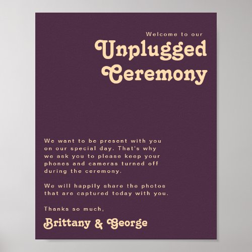 Modern Retro  Dark Purple Unplugged Ceremony Poster