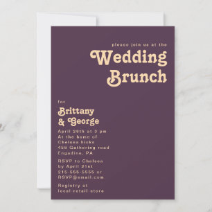 Modern Retro   Dark Purple Wedding Brunch Invitation