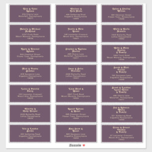 Modern Retro   Dark Purple Wedding Guest Address Sticker