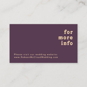 Modern Retro Dark Purple Wedding Website Enclosure Card