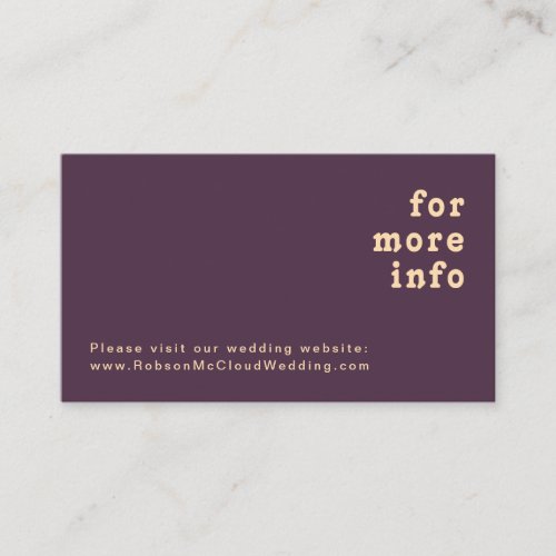 Modern Retro  Dark Purple Wedding Website Enclosure Card