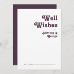 Modern Retro Dark Purple Wedding Well Wishes Card<br><div class="desc">This modern retro dark purple wedding well wishes card is perfect for your simple vintage, colorful tropical boho summer wedding. Its unique bohemian mid-century font gives this design a classic minimalist groovy hippie vibe. If you're looking for a design that features bright, bold colors for your creative 70's beach wedding,...</div>
