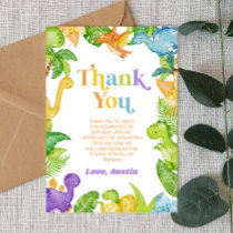 Modern Retro Dinosaur Birthday Party Thank You Card