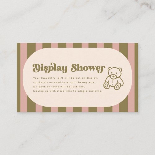 Modern Retro Display Shower Striped Baby Shower Enclosure Card