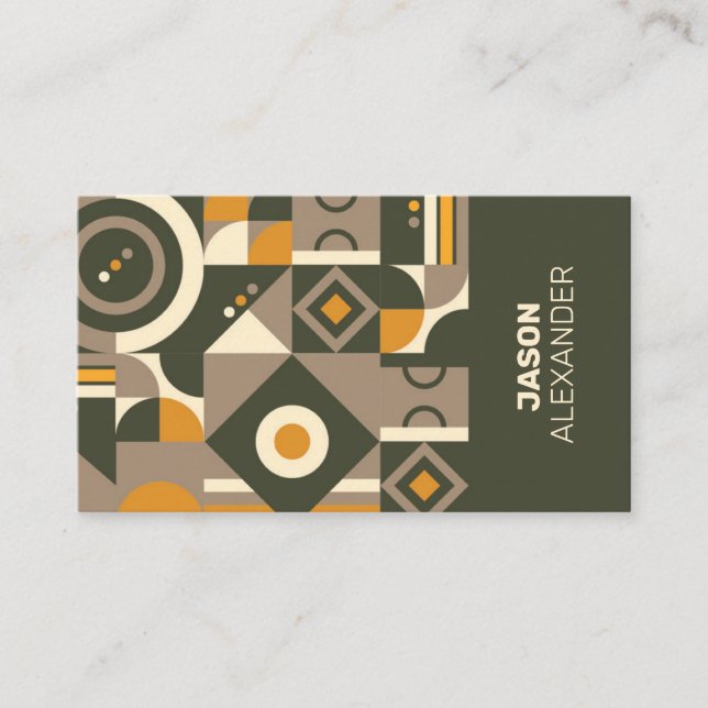 Modern Retro Earth Tone Geometric Business Card (Front)
