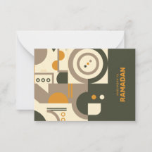 Modern Retro Earth Tone Geometric Eid Note Cards