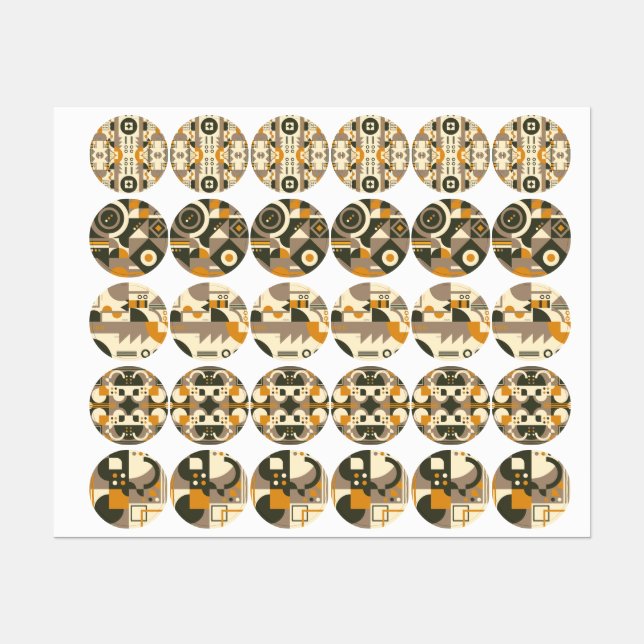 Modern Retro Earth Tone Geometric Sticker (Sheet)