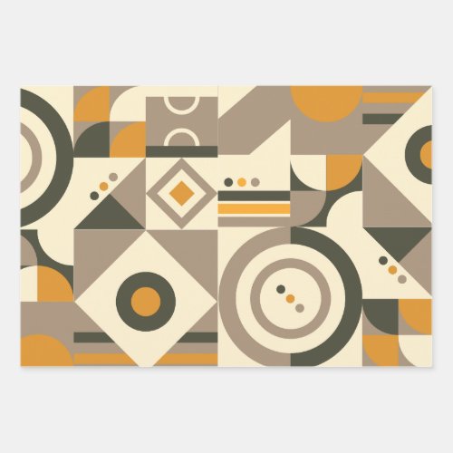 Modern Retro Earth Tone Geometric Wrapping Paper