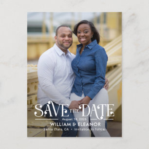 Modern Retro Editable Color Save The Date Postcard