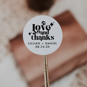 Modern Retro Editable Wedding Thank You Classic Round Sticker