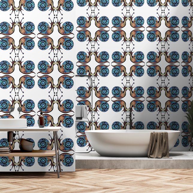Modern Retro Effect Snail  Wallpaper (Bathroom)
