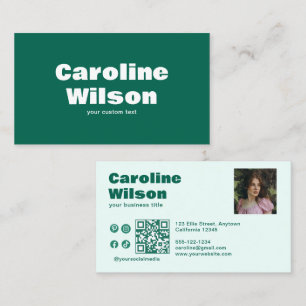Modern Retro Emerald Professional Photo QR Code Business Card