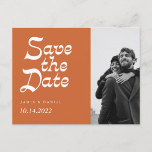 Modern Retro Fall Wedding Save the Date Announceme Announcement Postcard
