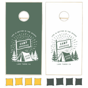 Modern Retro Family Camping Fun Outdoor Cornhole Set