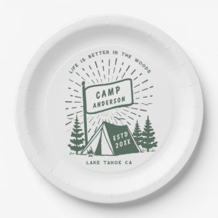 Modern Retro Family Camping Fun Outdoor Paper Plates