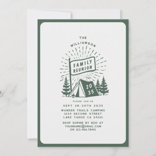 Modern Retro Family Reunion Outdoor Camping Trees 