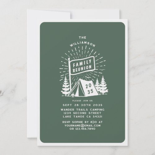 Modern Retro Family Reunion Outdoor Camping Trees 