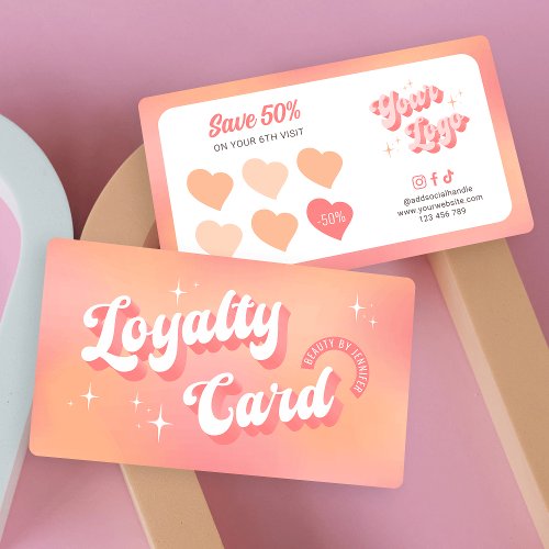 Modern Retro Feminine Pink Peach Beauty Salon Loyalty Card