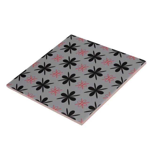 Modern Retro Floral Decorative Ceramic Tile (Side)