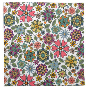 Modern Retro Floral Drawing Seamless Pattern Art Cloth Napkin
