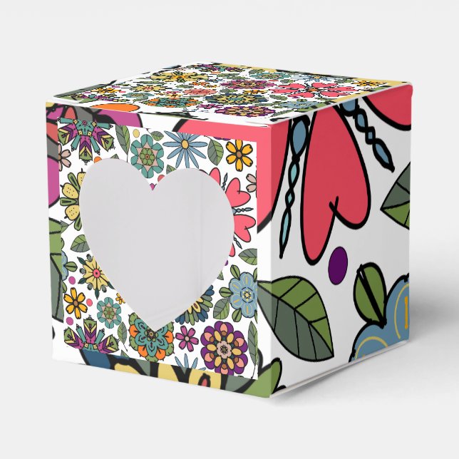 Modern Retro Floral Drawing Seamless Pattern Art  Favor Boxes (Front Side)