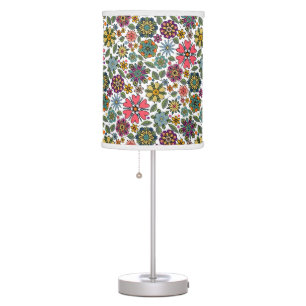 Modern Retro Floral Drawing Seamless Pattern Art Table Lamp
