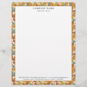 Modern Retro Floral Pattern Company Name Details Letterhead