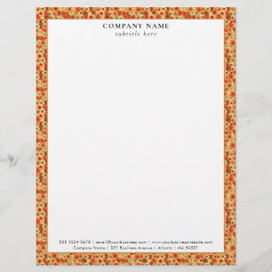 Modern Retro Floral Pattern Company Name Details Letterhead