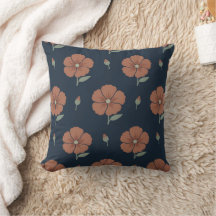 Modern Retro Floral Throw Pillow