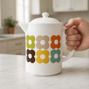 Modern Retro Flower – Mid-Century Colorful Floral Teapot