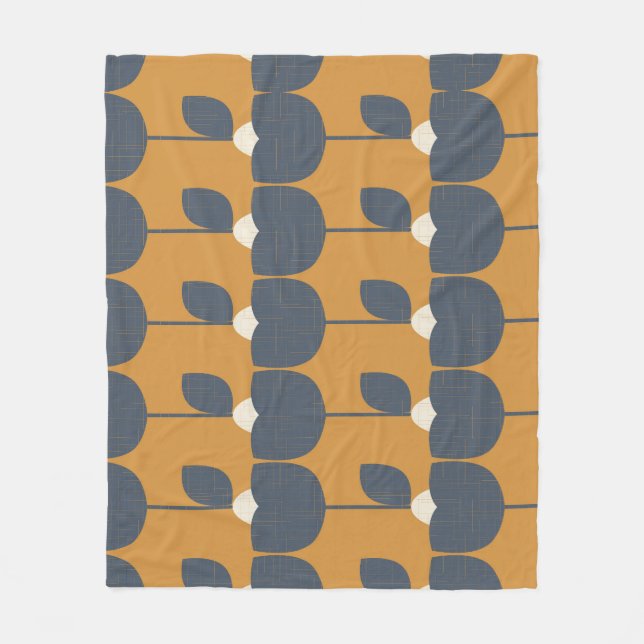 Modern Retro Flowers: Scandinavian Geometric. Fleece Blanket (Front)