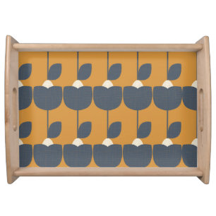 Modern Retro Flowers: Scandinavian Geometric. Serving Tray