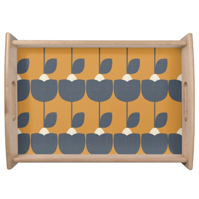 Modern Retro Flowers: Scandinavian Geometric. Serving Tray (Front)