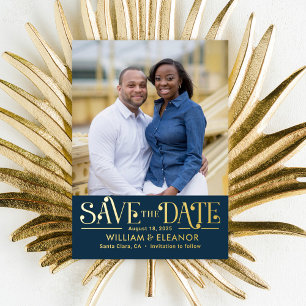 Modern Retro FOIL Wedding Save The Date Card