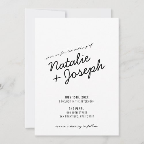 Modern Retro Fun Whimsical Script Wedding Invitati Invitation