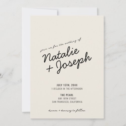 Modern Retro Fun Whimsical Script Wedding Invitation