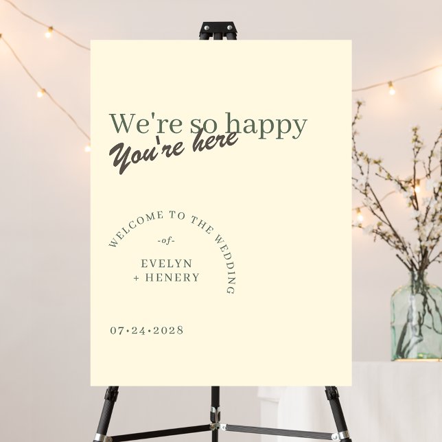 Modern Retro Funky Minimalist Wedding Welcome Foam Board (Creator Uploaded)
