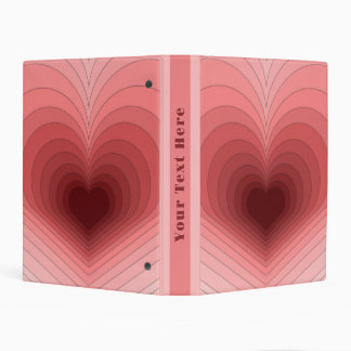 Modern Retro Funky Red Pink Heart Mini Binder