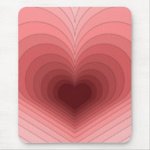 Modern Retro Funky Red Pink Heart Mousepad